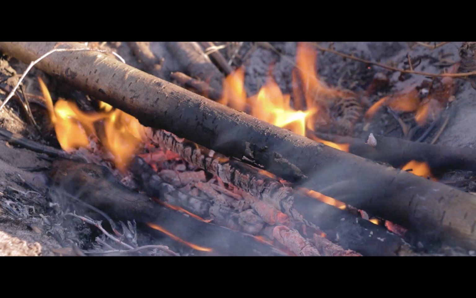 Photographie d’un feu de camp, extrait du projet “Coming Home”.